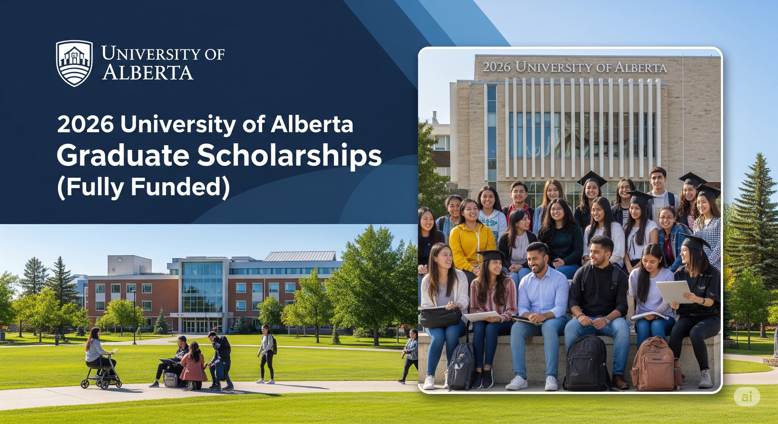 Study in Canada: 2026 University of Alberta Graduate Scholarships (Fully Funded) create an image in Facebook Cover Format