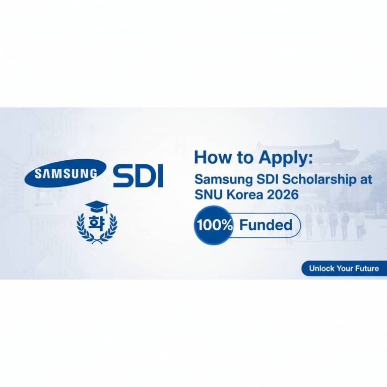 How to Apply: Samsung SDI Scholarship at SNU Korea 2026 (100% Funded) Create an image in Facebook Cover Format