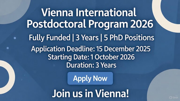 *Fully Funded Vienna International Postdoctoral Program 2026*– Apply Now Create an image in Facebook Cover Format